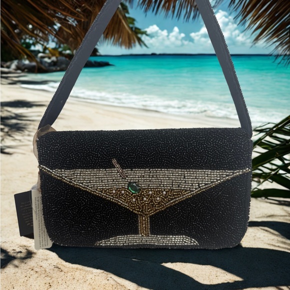 Elegant Black Beaded Clutch - Picture 1 of 1